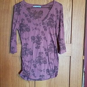 Maurices brown floral design 3/4 sleeved top